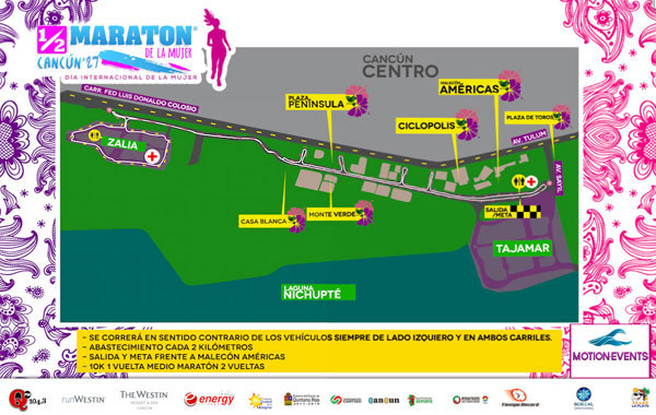 Strecke Cancún Halbmarathon 2027 map